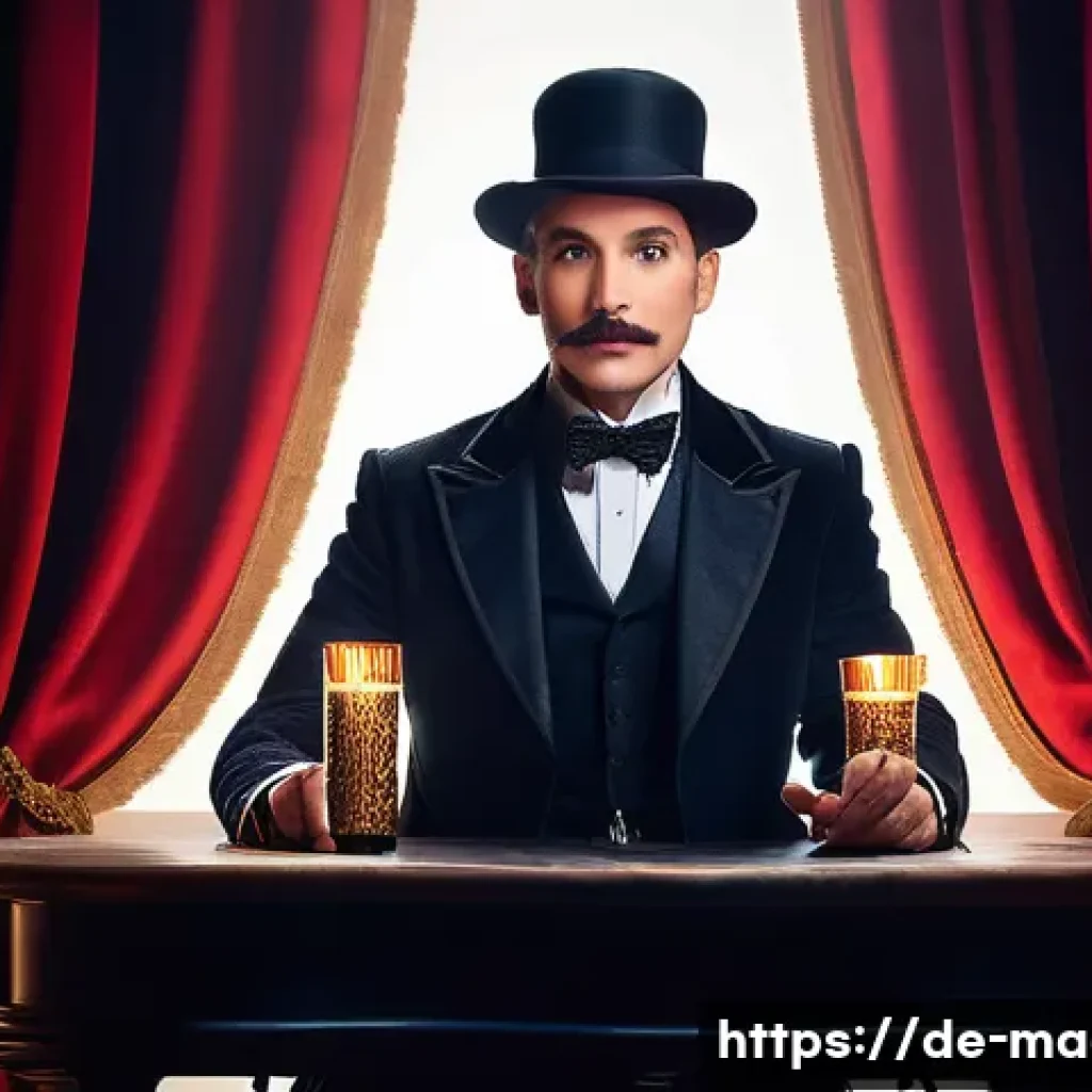 마술 공연 장소 - A cozy, intimate magic show set inside a small historic German theater with ornate architectural det...