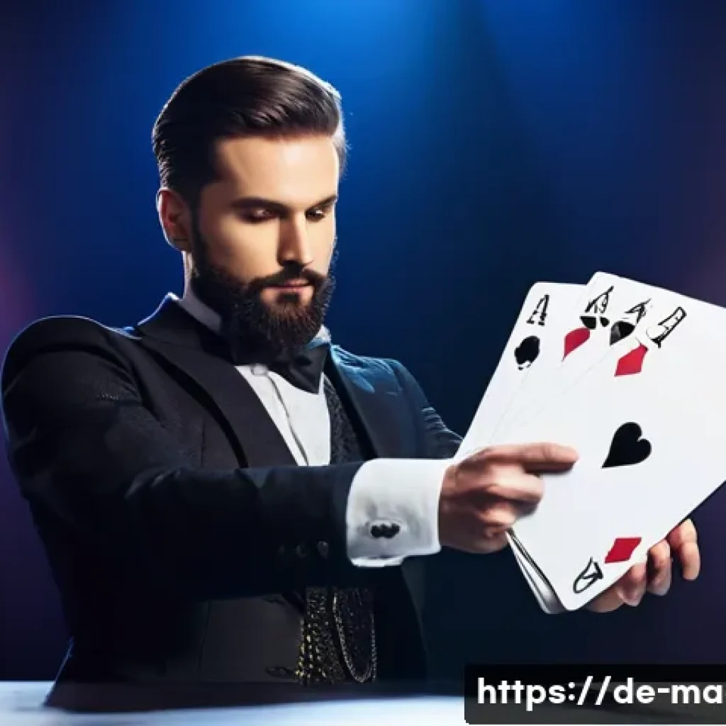 마술 쇼의 연출 - A charismatic magician performing on a minimalist stage designed for a magic show in a modern Europe...