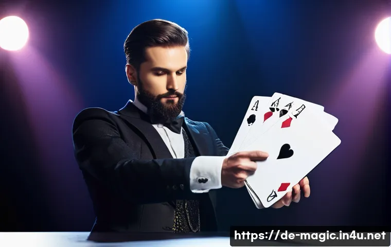 마술 쇼의 연출 - A charismatic magician performing on a minimalist stage designed for a magic show in a modern Europe...