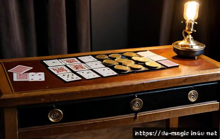 마술 장비와 테크닉의 진화 - Photorealistic close-up of a classic magician’s wooden workbench in a German atelier, polished brass...